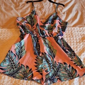 Tropical Leaf Print Romper Size Med